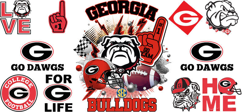 Georgia Bulldogs NCAA Football Libbey Glass UV DTF Wrap KA-6020