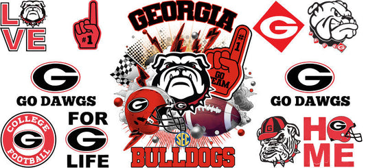 Georgia Bulldogs NCAA Football Libbey Glass UV DTF Wrap KA-6020