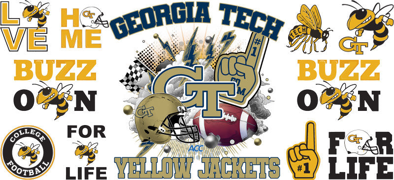 Georgia Tech Yellow Jackets NCAA Football UV DTF Cup Sticker KA-6022