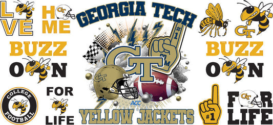 Georgia Tech Yellow Jackets NCAA Football UV DTF Cup Sticker KA-6022