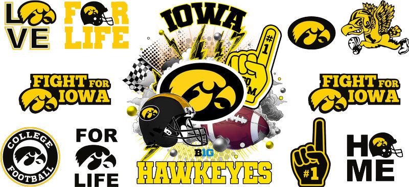 Iowa Hawkeyes NCAA Football Glass Cup Wrap for Libbey KA-6026