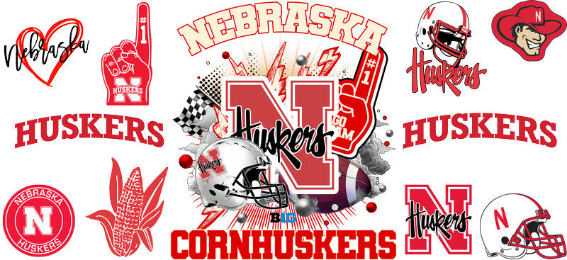 Nebraska Cornhuskers Football UV DTF Cup Wrap for Tumblers KA-6030