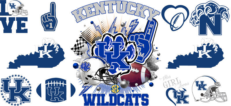Kentucky Wildcats NCAA Football UV DTF Wrap for Libbey Glass KA-6032