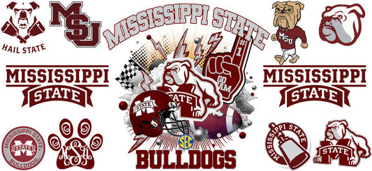 Mississippi State Bulldogs Football Tumbler Wrap Sticker KA-6033