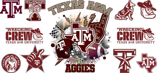 Texas A&M Aggies Football UV DTF Libbey Glass Wrap KA-6035