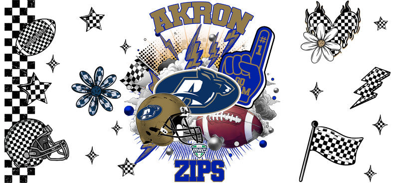 Akron Zips NCAA Football Tumbler Decal for Glass Cups KA-6037