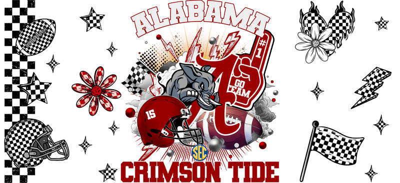 Alabama Crimson Tide Script NCAA Football Glass Wrap KA-6039