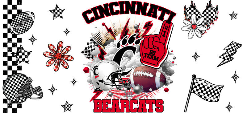 Cincinnati Bearcats NCAA Football UV DTF Cup Wrap Sticker KA-6061