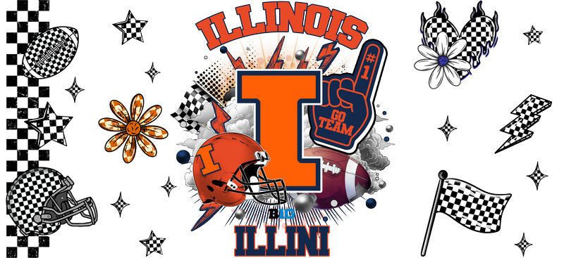 Illinois Fighting Illini Football Cup Wrap Decal KA-6090