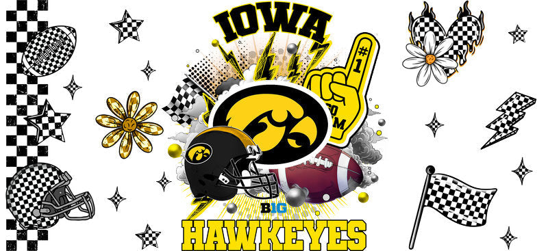 Iowa Hawkeyes Football Glass Cup Decal KA-6093