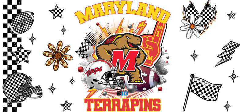 Maryland Terrapins Football Glass Cup Sticker KA-6108