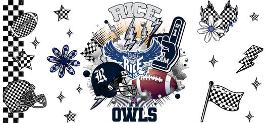 Rice Owls Football Libbey Glass Sticker KA-6135