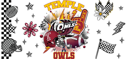 Temple Owls Football Glass Cup Sticker KA-6144