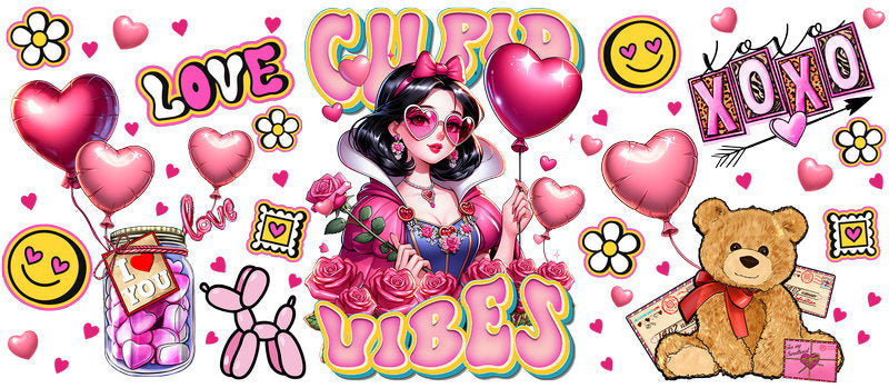 Disney Princess Snow White Valentine XOXO UV DTF Glass Wrap KA-6174