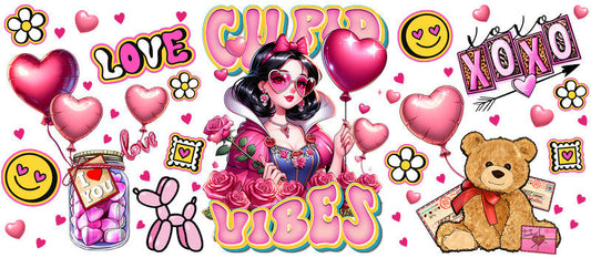 Disney Princess Snow White Valentine XOXO UV DTF Glass Wrap KA-6174