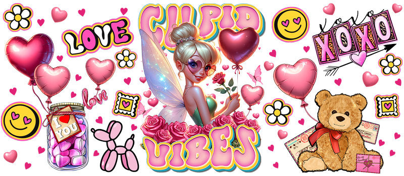 Disney Princess Valentine Bear UV DTF Cup Wrap for Libbey Glass KA-6175