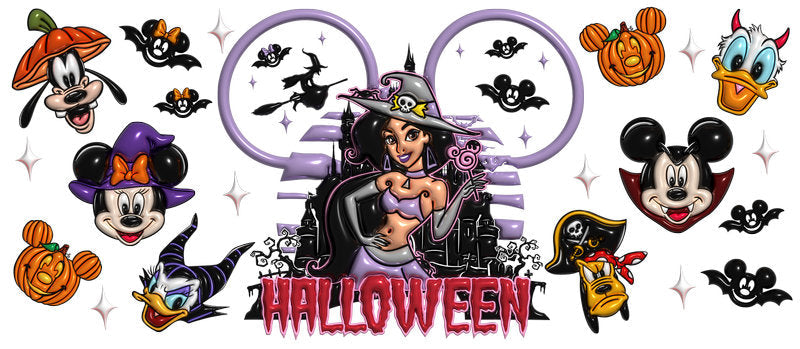 Disney Princess Halloween Villain UV DTF Cup Wrap for Glass Can KA-6177