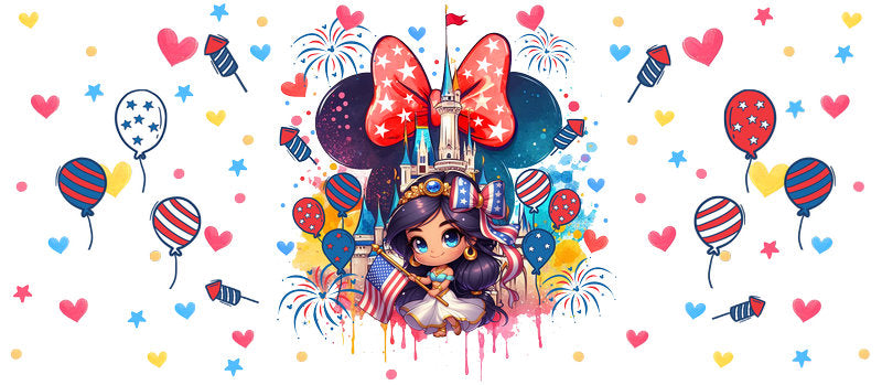 Disney Princess Minnie Patriotic 4th of July UV DTF Cup Wrap KA-6187