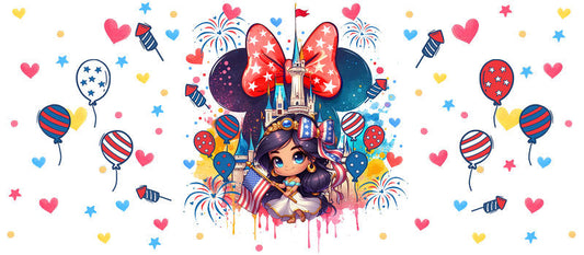 Disney Princess Minnie Patriotic 4th of July UV DTF Cup Wrap KA-6187