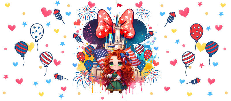 Disney Princess Minnie 4th of July UV DTF Tumbler Wrap KA-6189