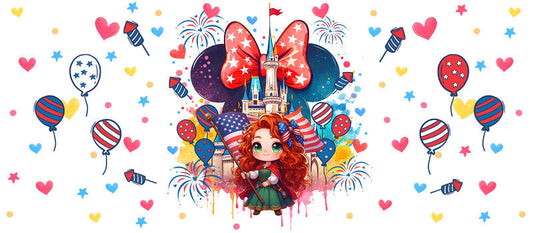 Disney Princess Minnie 4th of July UV DTF Tumbler Wrap KA-6189