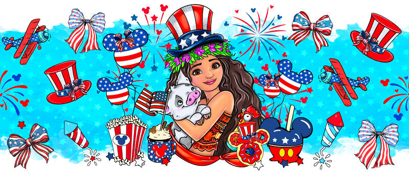 Disney Princess Patriotic Independence Day UV DTF Cup Wrap KA-6190