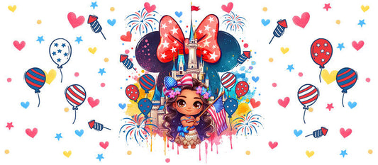 Disney Princess Minnie Fireworks 4th of July UV DTF Glass Wrap KA-6191