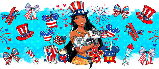 Disney Princess Moana 4th of July UV DTF Libbey Glass Wrap KA-6193