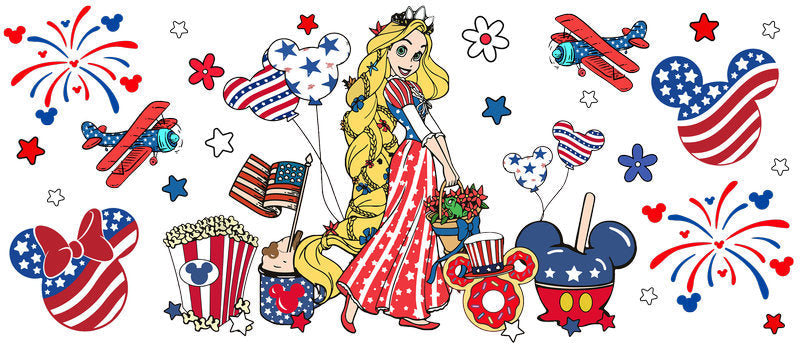 Disney Princess America Celebration 4th of July UV DTF Wrap KA-6195
