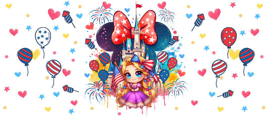 Disney Princess Minnie Patriotic Bow UV DTF Cup Wrap KA-6196