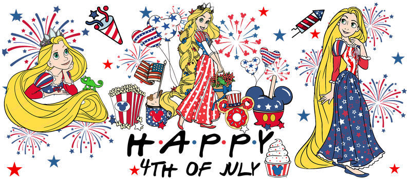 Disney Princess July 4th Celebration UV DTF Glass Wrap KA-6197
