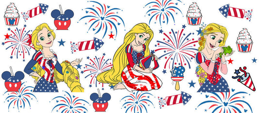 Disney Princess USA Celebration Independence Day UV DTF Cup Wrap KA-6198