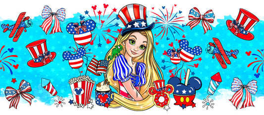 Disney Princess Patriotic Blonde 4th of July UV DTF Wrap KA-6199