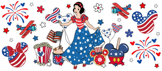 Disney Princess Snow White USA Fireworks UV DTF Cup Wrap KA-6200