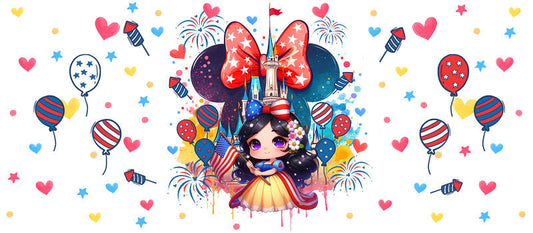 Disney Princess Minnie Red White Blue UV DTF Glass Wrap KA-6201