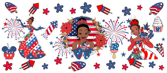 Disney Princess USA Girl Vibes Independence Day UV DTF Wrap KA-6206