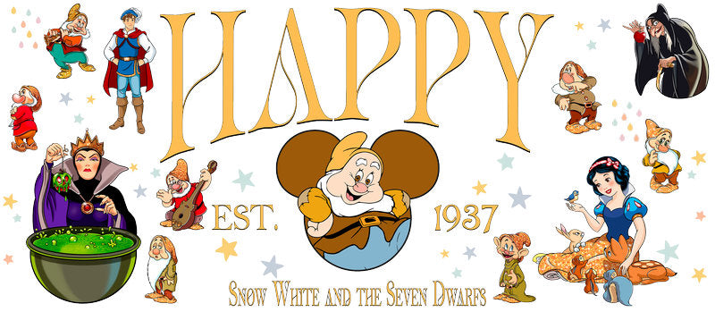 Disney Princess Snow White Happy UV DTF Glass Wrap KA-6222