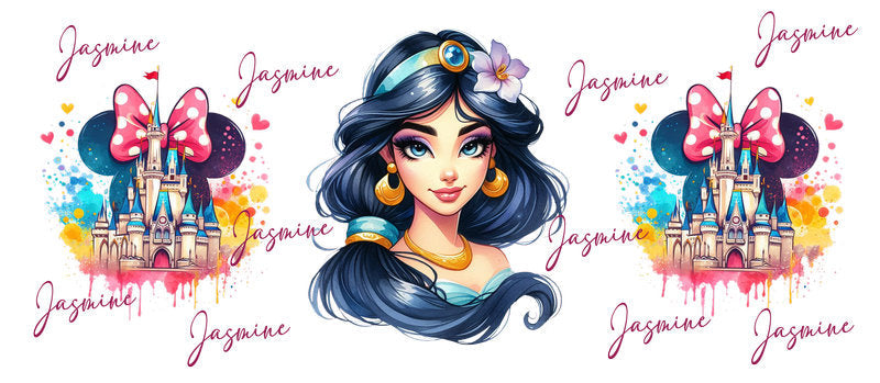Disney Princess Pink Jasmine UV DTF Glass Wrap KA-6230