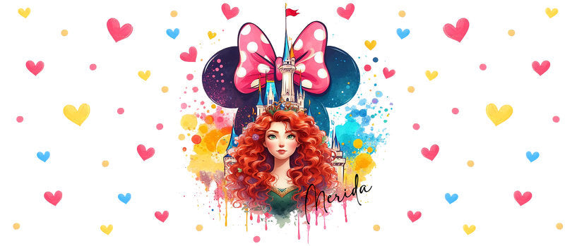 Disney Princess Minnie Pastel Hearts UV DTF Glass Wrap KA-6240