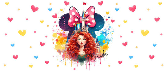 Disney Princess Minnie Pastel Hearts UV DTF Glass Wrap KA-6240