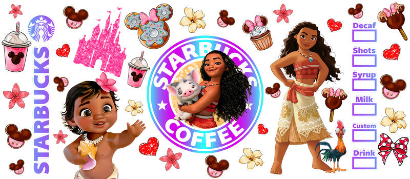 Disney Princess Moana Starbucks UV DTF Cup Wrap KA-6245