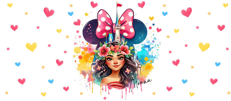 Disney Princess Minnie Bow Hearts UV DTF Glass Wrap KA-6248