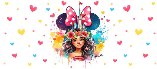 Disney Princess Minnie Bow Hearts UV DTF Glass Wrap KA-6248