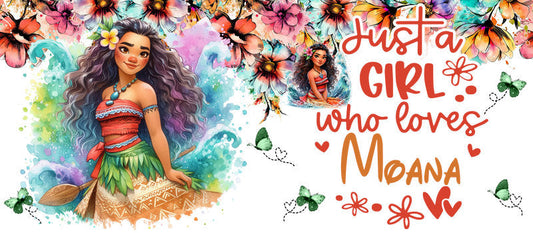 Disney Princess Moana Floral UV DTF Cup Wrap for 16oz Libbey Glass KA-6249