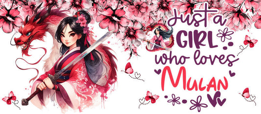 Disney Princess Mulan Floral Warrior UV DTF Glass Wrap KA-6256