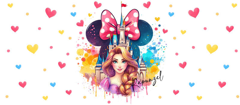 Disney Princess Minnie Pastel Hearts UV DTF Glass Wrap KA-6274