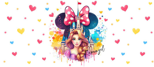 Disney Princess Minnie Pastel Hearts UV DTF Glass Wrap KA-6274