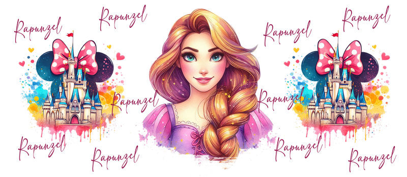Disney Princess Rapunzel Pastel Bow UV DTF Glass Wrap KA-6276