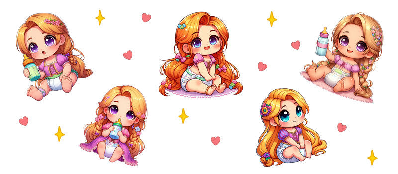 Disney Princess Rapunzel Chibi UV DTF Cup Wrap KA-6279