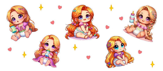 Disney Princess Rapunzel Chibi UV DTF Cup Wrap KA-6279